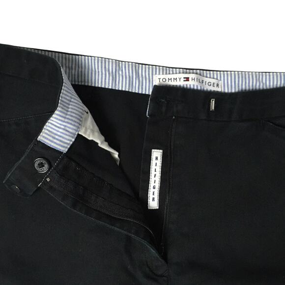 Tommy Hilfiger Pants Black Cotton Blend Cropped Stretch Straight Women's 12 - Picture 2 of 11